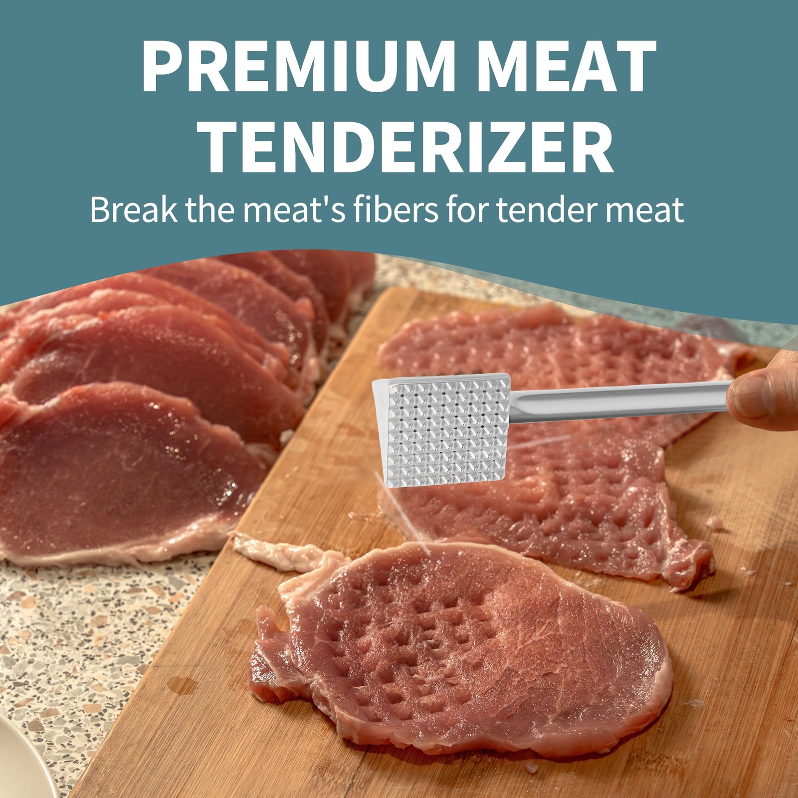 VOCOSTE Meat Tenderizer Mallet, Aluminum Alloy Kitchen Three-sided Meat Pound...
