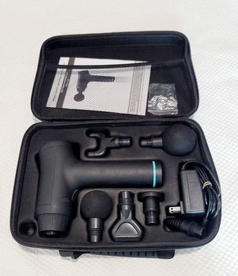 Black Massage Gun Percussion Deep Tissue Corded Electric 4 Heads Carry Case