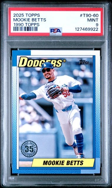 Mookie Betts 2025 Topps #T90-60 1990 35th Anniversary Series 1 PSA 9