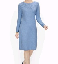 Talbots Pointelle Detail Sweater Dress Blue Size XS EUC