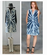 RAQUEL ALLEGRA indigo denim tie-dye goop fave travel layering dress $415 RA-2 M