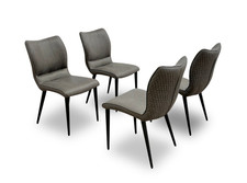 Sedia da pranzo Furniture Village 'Murcia' -Set di 4 ecopelle grigio anticato