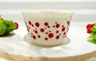 Vintage Hazel Atlas Red Polka Dot Milk Glass Large Bowl/Mixing Bowl 5.75” Tall