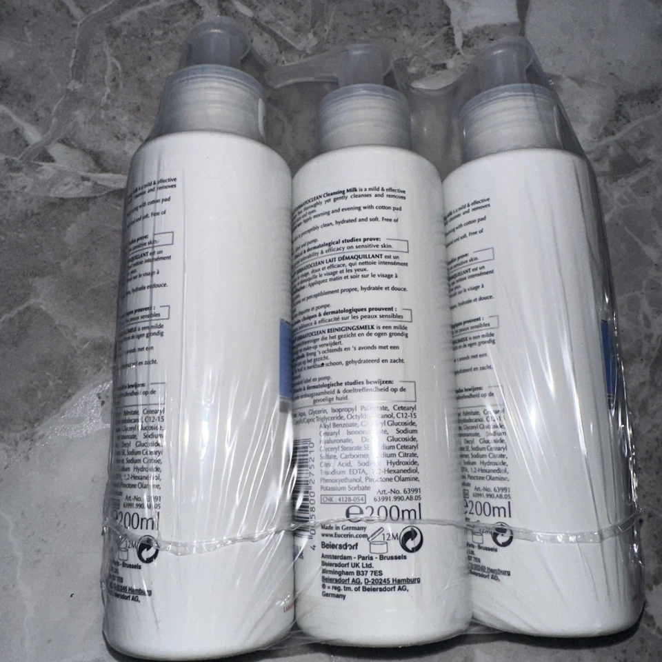 3 Eucerin Dermatoclean Cleansing Milk 200 ml x 3 BOTTLES Triple pack - Image 3 of 3