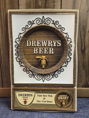 Drewrys Beer Sign Vintage Rare 1966 Plastic 18"x12"