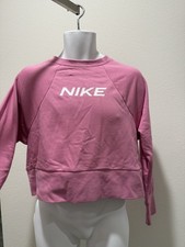 Women  s Size Small Nike Dri-Fit Pink Cropped French Terry Sweatshirt