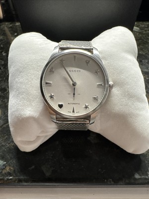 Gucci g timeless silver dial automatic watch YA126330