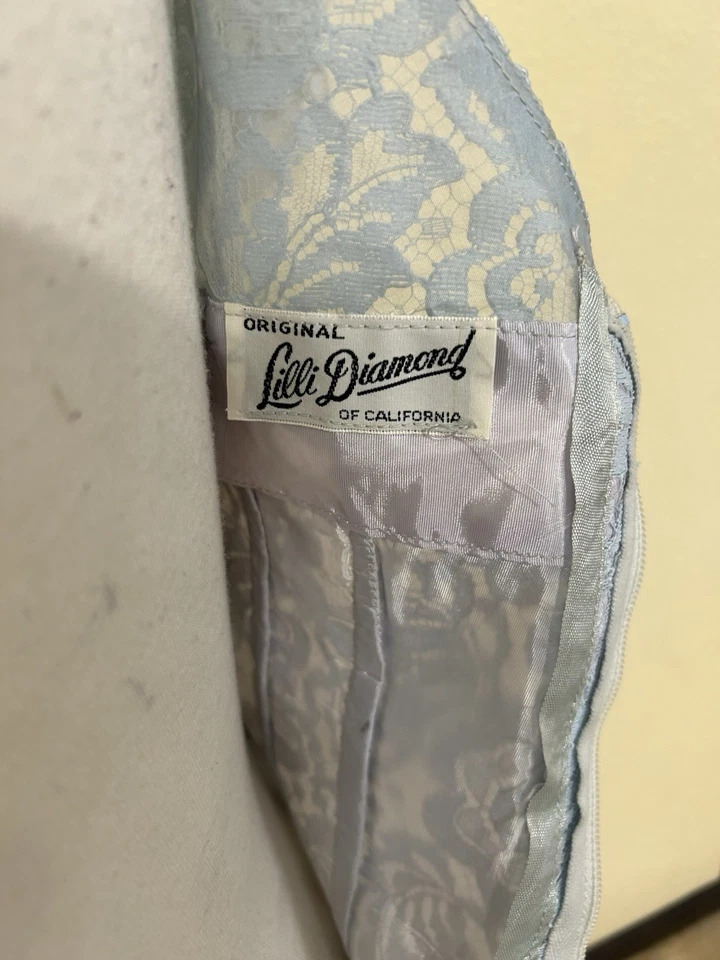 Impresionante Vestido Verdadero Vintage Lilli Diamante Azul Encaje Rosa Base Talla 2 Modesto Foto 3 de 3