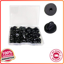 Lapel Pin Backings - Butterfly Clutch Pin Backs in PVC Rubber Black, 50 Pack