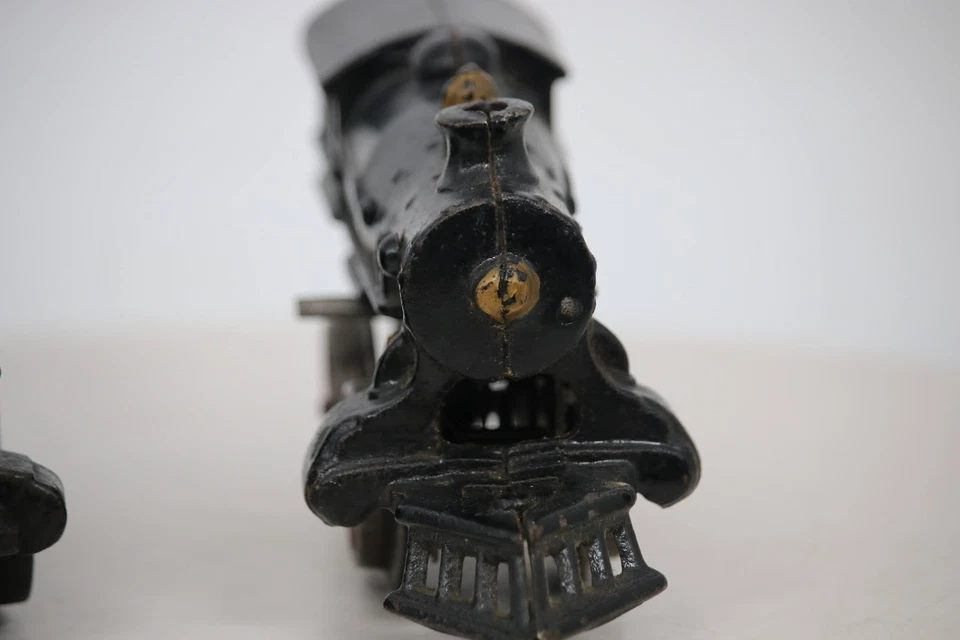 Ives #2 & #5 Cast Iron 2-2-0 Wind-Up Locomotives w/ Tender & 2 Cars Lot (1911) - Image 3 of 4