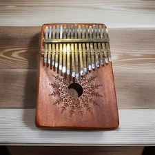 17 KEY KALIMBA THUMB PIANO MAHOGANY WOOD KEYBOARD
