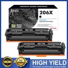 2PK 206X BK Toner Cartridge WIth Chip for HP 206X LaserJet Pro M283 M283fdw M255