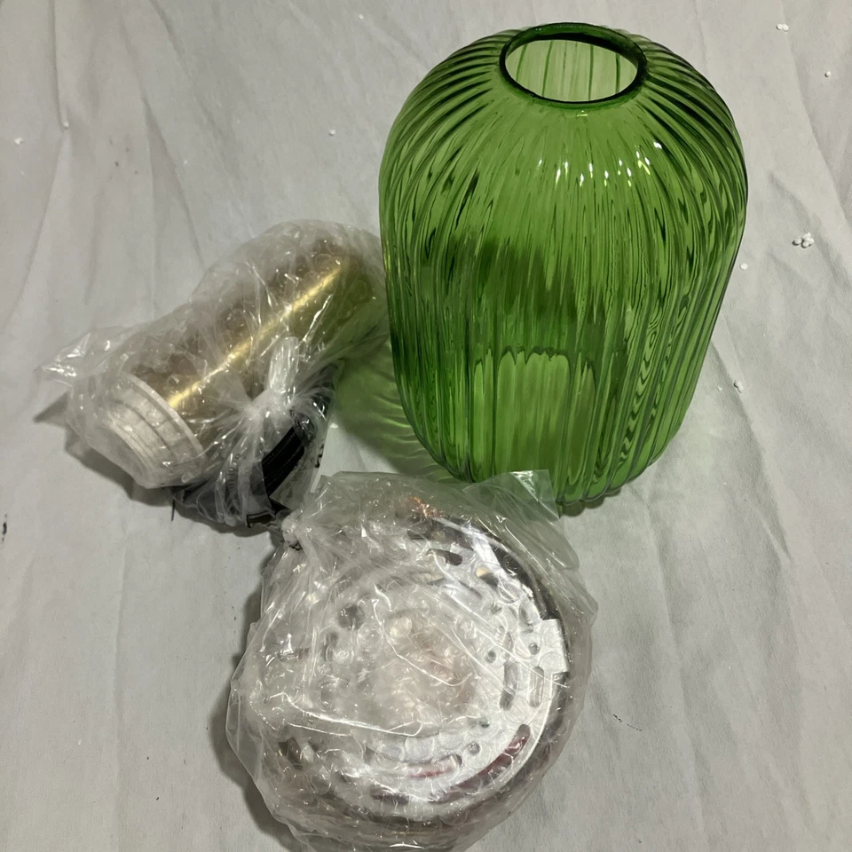 Lámpara de techo de vidrio ámbar de 1 luz KCO Lighting pluma de vidrio a rayas vintage Foto 3 de 4