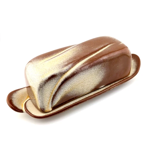 VTG Frankoma Plainsman 4K Aztec Desert Gold/Brn Butter Dish/Lid No Chips/Cracks