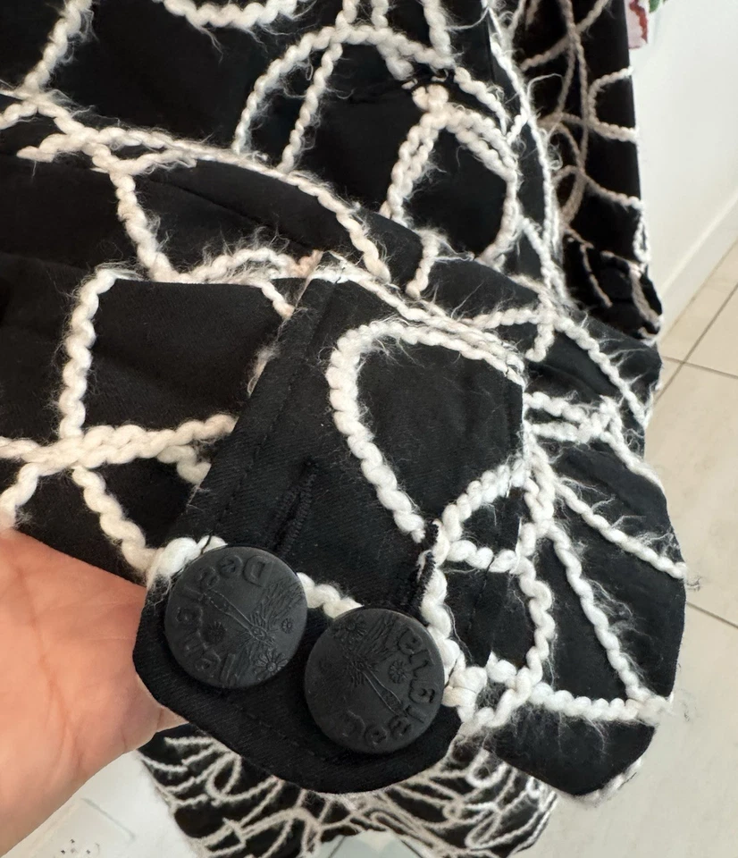 Abrigo Desigual Atípico Wow Negro Blanco Bordado Mezcla Lana Talla 42 (M/L) Foto 4 de 4