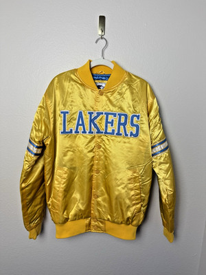 Vintage Starter Minneapolis Lakers MLPS Satin Bomber Jacket Gold Mens L NBA