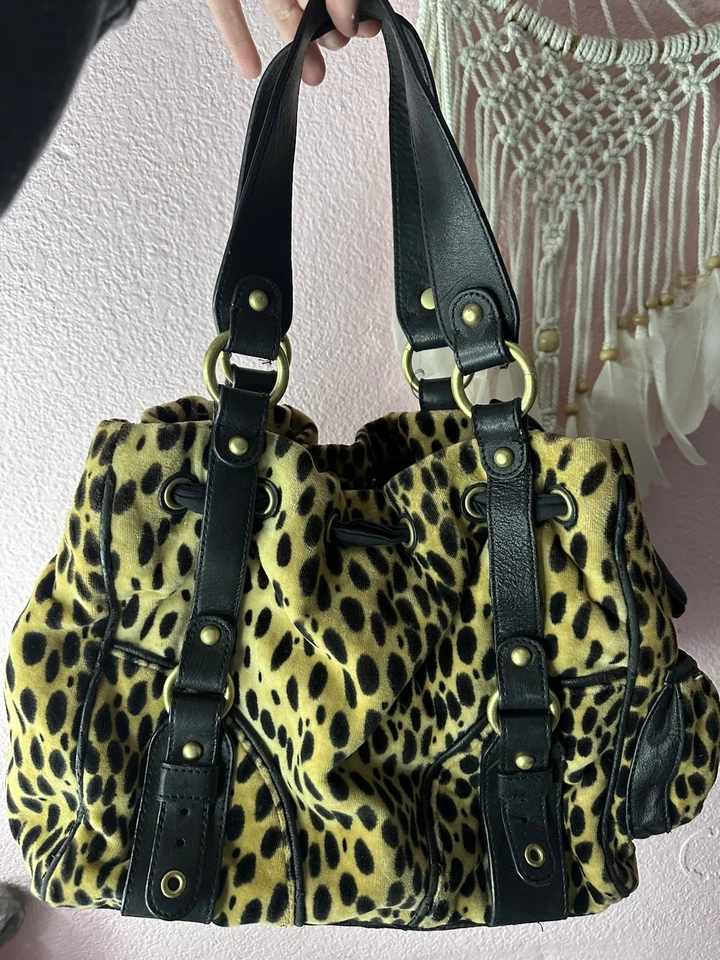 винтажный y2k juicy couture daydreamer наплечная сумка в леопардовый принт РЕДКАЯ - Изображение 4 из 4