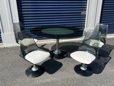 Mid Century Modern Chromcraft Smoky Glass & Lucite Dining Set 4 Chairs ORIGINAL
