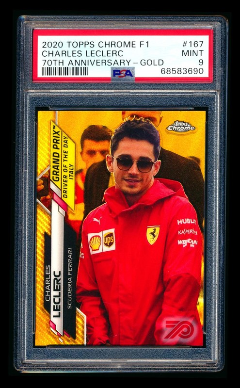 2020 Topps Chrome F1 #167 Charles Leclerc RC 70th Gold Refractor Rookie SP PSA 9