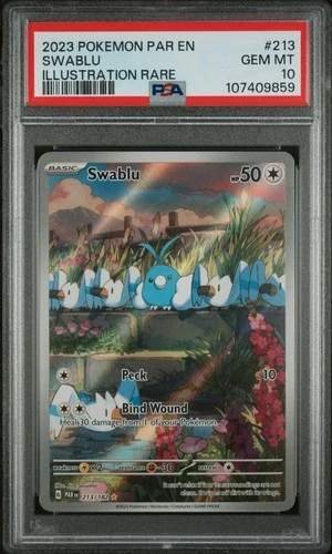 2023 POKEMON PAR EN-PARADOX RIFT ILLUSTRATION RARE #213 SWABLU PSA 10