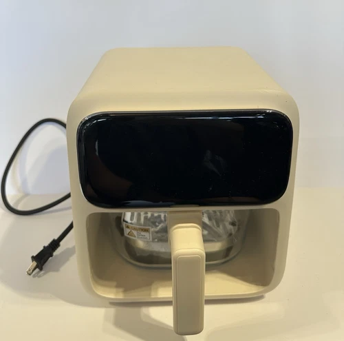 Glass Basket Digital Air Fryer 5 Qt Touchscreen 8 Presets Cream Beige
