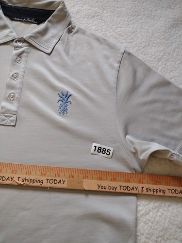 Travis Mathew Polo Shirt Man's Large Gray Pineapple Logo cariloha del sol - Picture 5 of 8