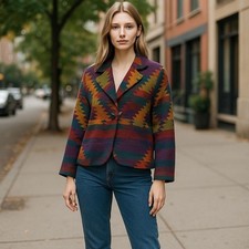Vintage Coldwater Creek 1990s South Western Jacket Aztec Multi-Color Yellowstone
