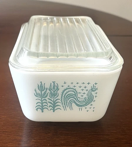 Vintage 1950s Pyrex Amish Butterprint Baking Dish 0502 1 1/2pt With Lid