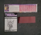 Transformers G1 "KICKBACK" Figure Instruction Booklet w/ Tech Spec & Red Decoder
