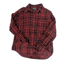 Lauren Ralph Lauren Red & Black Plaid Flannel Button L/S Shirt Women's Size M