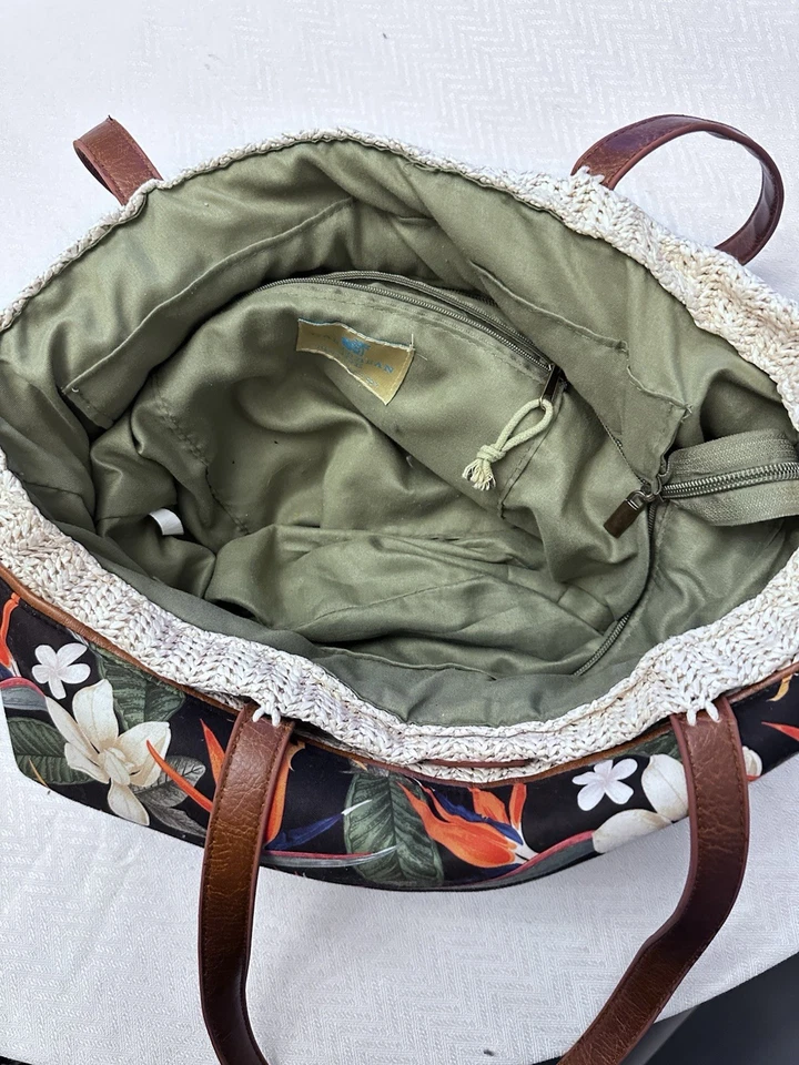 Caribbean Joe Handbag Women's Fabric Floral Tropical Print 12x15 Tote Bag Purse - Image 4 of 4