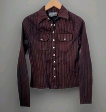 Vintage Lip Service Stretch F ckin Twill Black red pinstripe blazer SzL Made USA