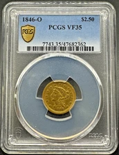 1846-O $2 1/2 LIBERTY GOLD QUARTER EAGLE PCGS VF35 09EIF25