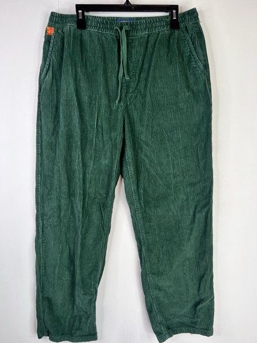 Empyre Pants Men's Large Green Corduroy Drawstring Stretch Relaxed Skater - Picture 2 of 13