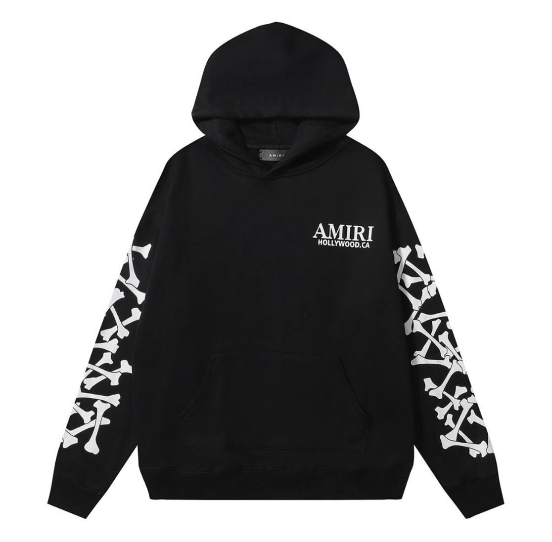 AMIRI Hollywood CA Bone Graphic Men's Hoodie Black Cotton Knit | eBay
