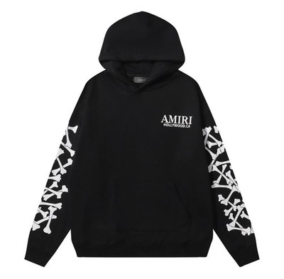 AMIRI Hollywood CA Bone Graphic Men's Hoodie Black Cotton Knit | eBay