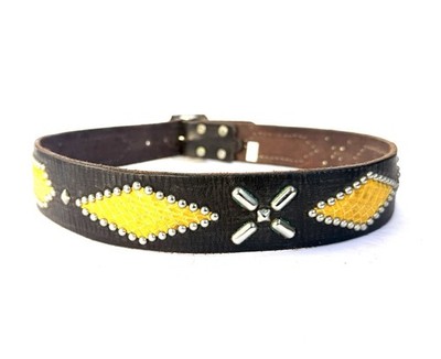 Joed Blackish Brown Belt Yellow Snakeskin Circa 2000s Small Medium 34 Studded