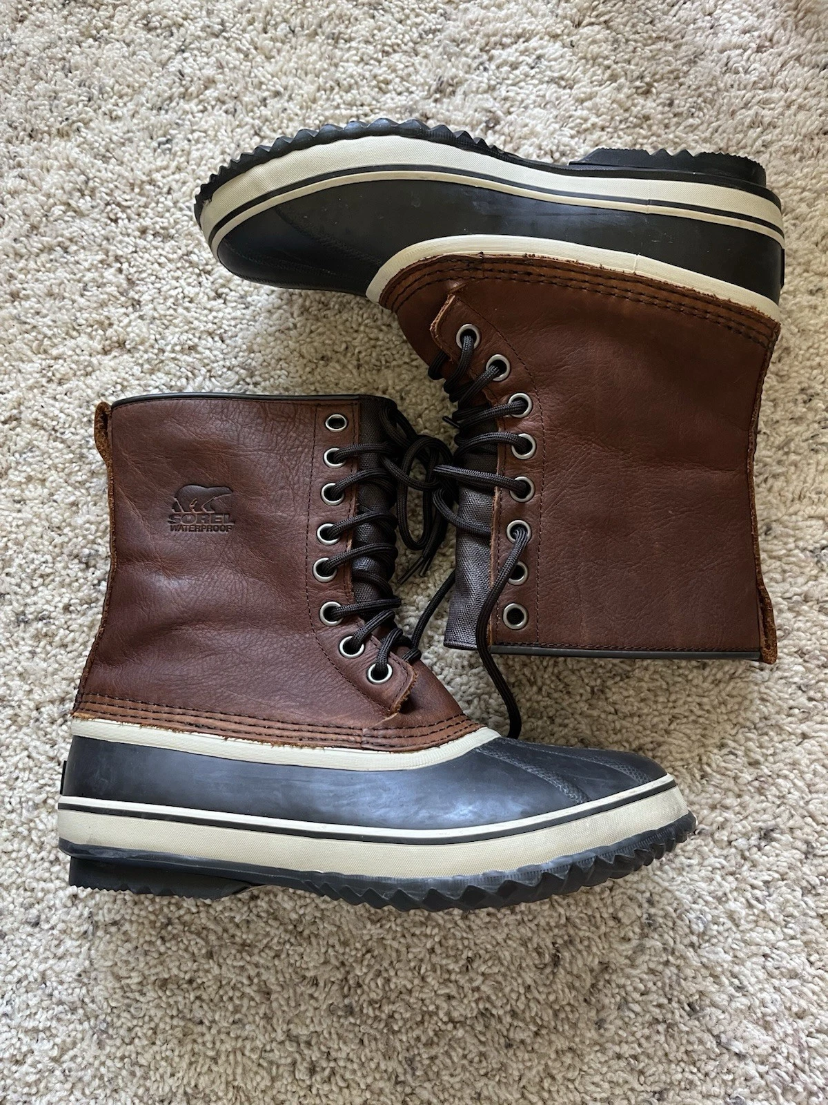 Men's Size 9.5 SOREL Snow Boots Premium Waterproof Tobacco Brown Model