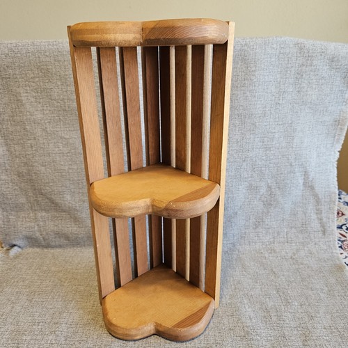Wood 3 Tier Small Corner Wall Display Heart Shelf Trinket Curio 14" Heart Farm