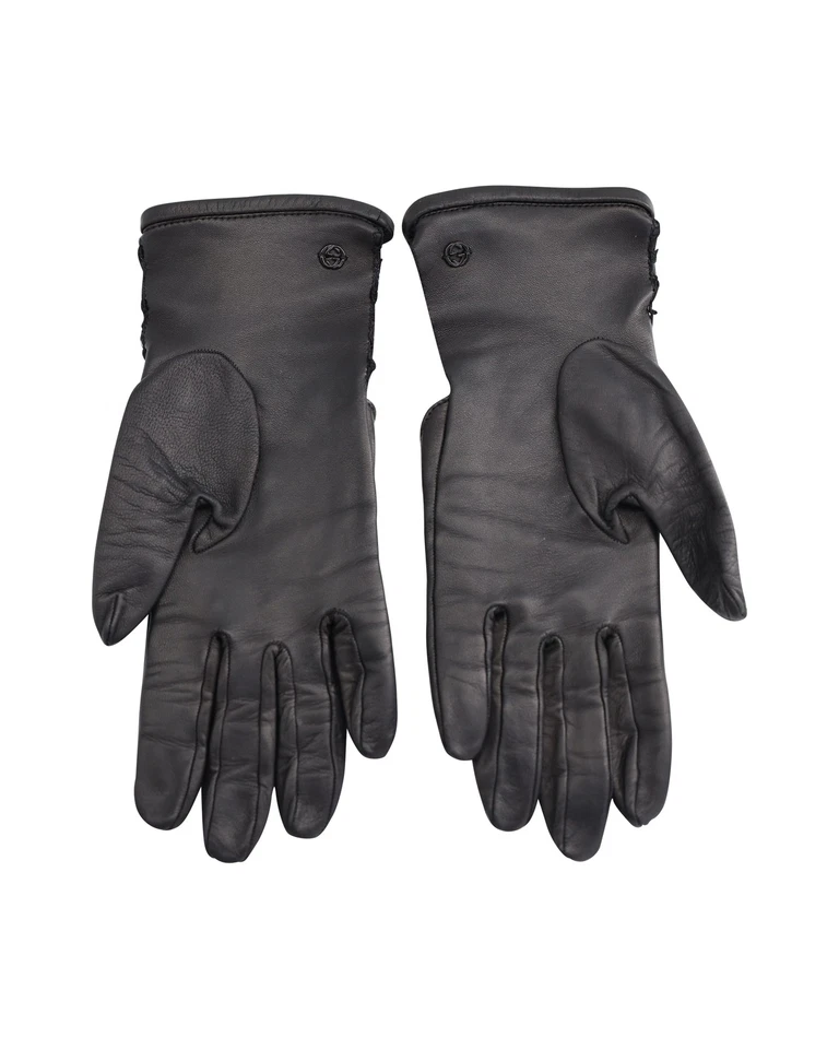 Gucci Fishnet Lace Gloves In Leather Women Black One Size - Image 2 of 4