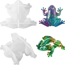 2 PCS Frog Shape Resin Molds, Lifelike Animal Silicone Mold white 