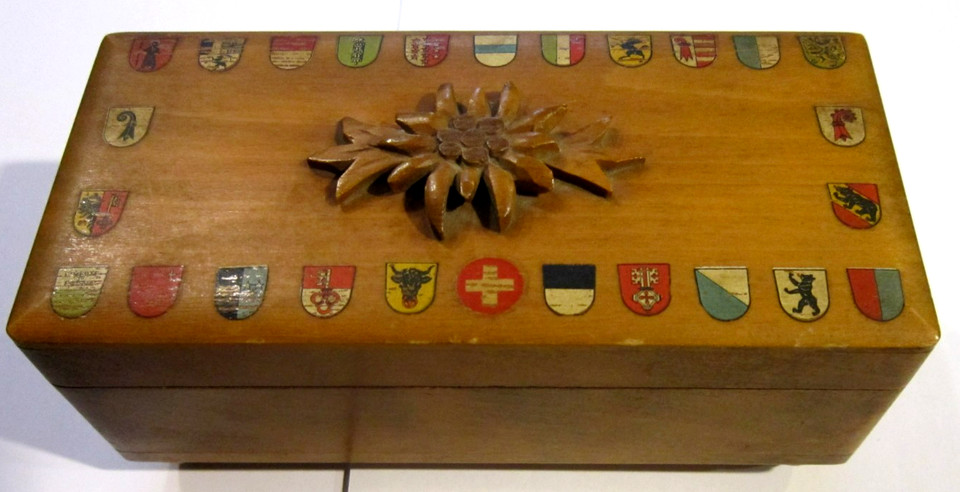 Vintage Swiss Music Box Wood Carving WORKS WATCH VIDEO