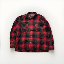 70  s Sears Wool Flannel Board Shirt Plaid Loop Collar