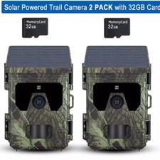 1/2 Pack Trail Camera Solar 50MP 4K Hunting Game Wildlife Cam Night Vision IP65