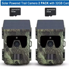1/2 Pack Trail Camera Solar 50MP 4K Hunting Game Wildlife Cam Night Vision IP65