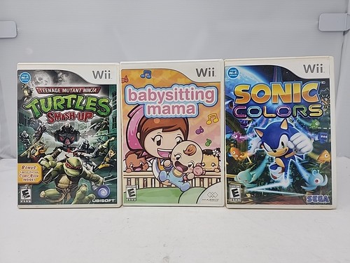 Wii lot of 3 - Turtles Smash-Up & Sonic Colors CIB - Babysitting Mama SEALED