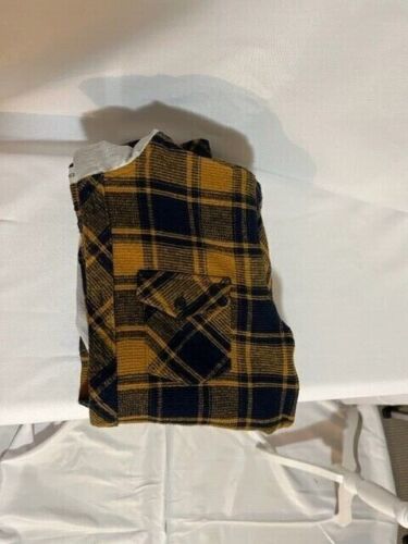 Departwest Orange and Blue Plaid Hoodie Button Up Size Small - Picture 2 of 6