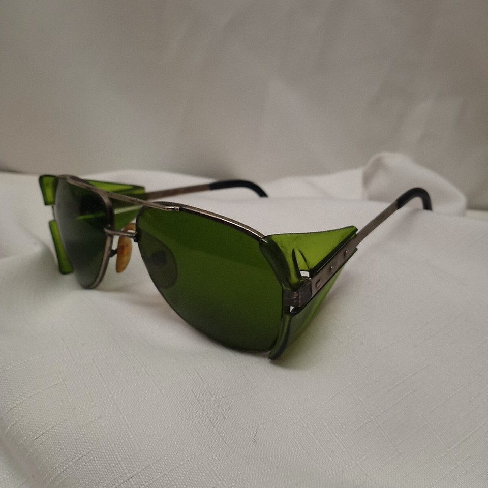 Crews Engineer Z87 Taiwan Green Safety Glasses Wire Frame Vintage Aviator eBay