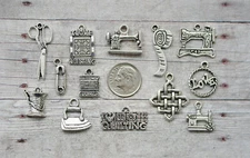 13pc or 5pc Quilting / Quilter Charm Set Lot Collection/ Sewing Machine,Scissors
