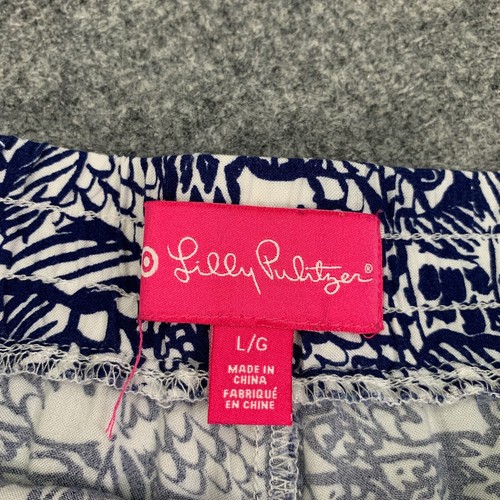 Lilly Pulitzer Shorts Womens Large Navy Piscine Fish Print Pom Pom Trim Drawcord - Picture 5 of 11